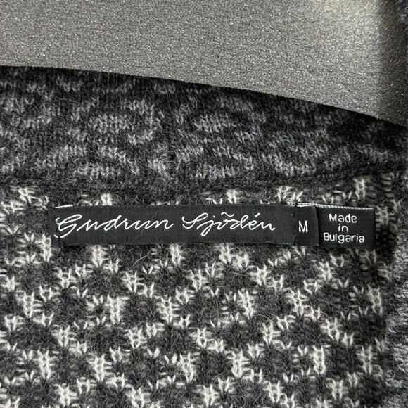 Women's Gudrun Sjoden Gray & Green Wool Blend Patterned Cardigan Medium - Picture 3 of 4